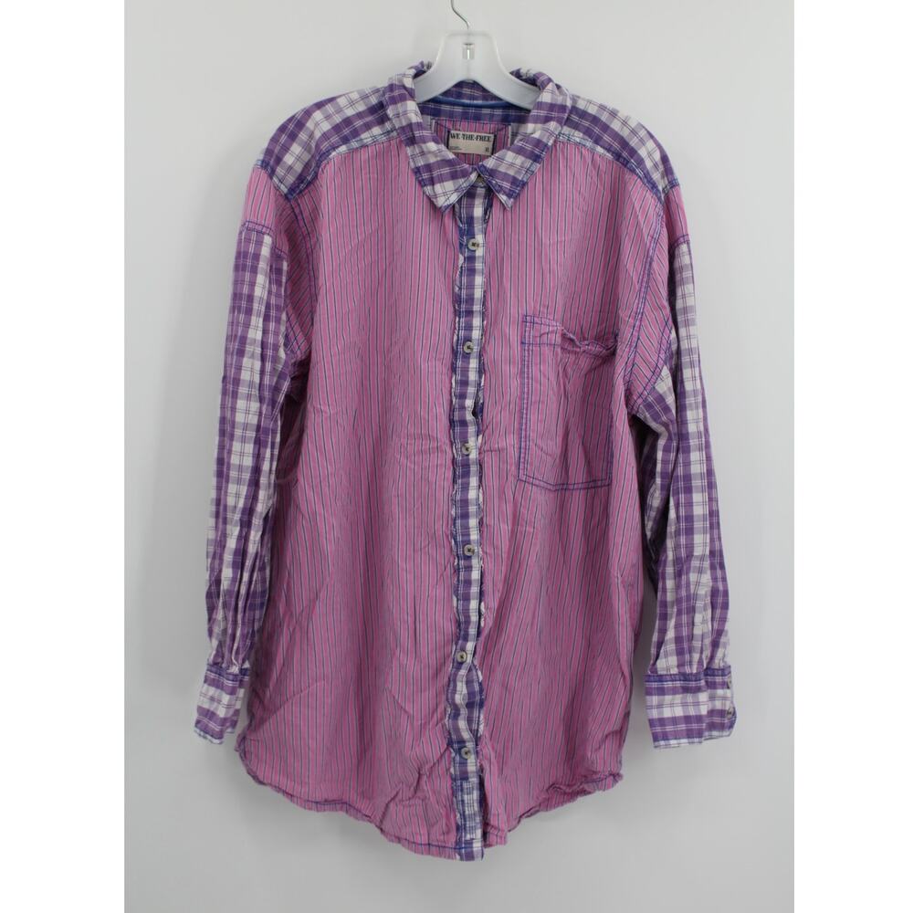We The Free FREE PEOPLE Montauk Gingham ButtonDown Shirt size XL